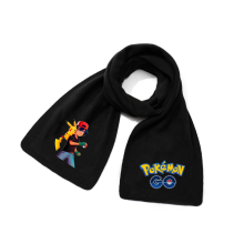 (Scarf ~ 4) Pikachu fall and winter scarf black casual warm printed neck scarf neck protector, children's gifts