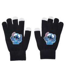 (Black-11) Stitch Gloves Star Baby Autumn and Winter Warm Touch Screen Gloves Solid Color Printed Black Knitted Gloves