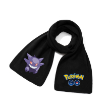 (Scarf ~ 15) Pikachu fall and winter scarf black casual warm printed neck scarf neck protector, children's gifts