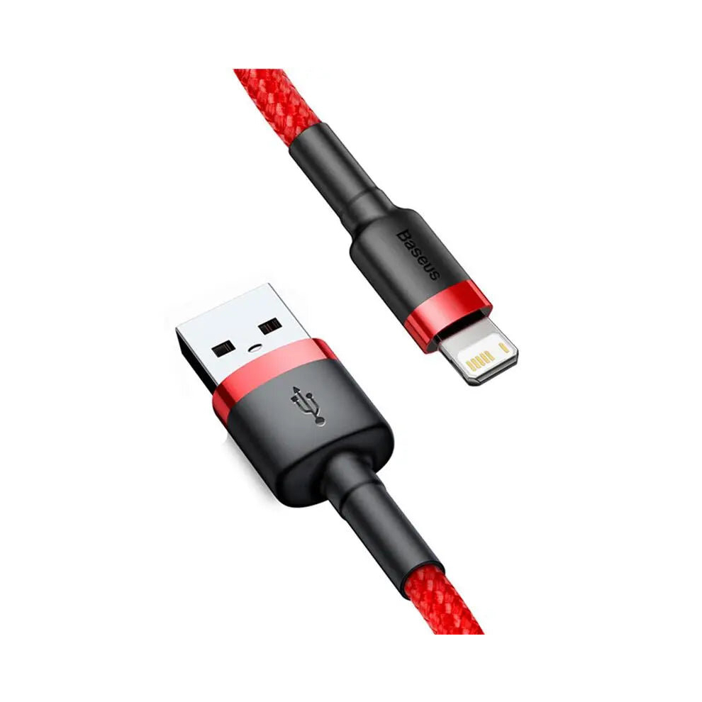 (Red+Black, 1m) Baseus Cafule Lightning Fast Charger Cable 2.4A Charging