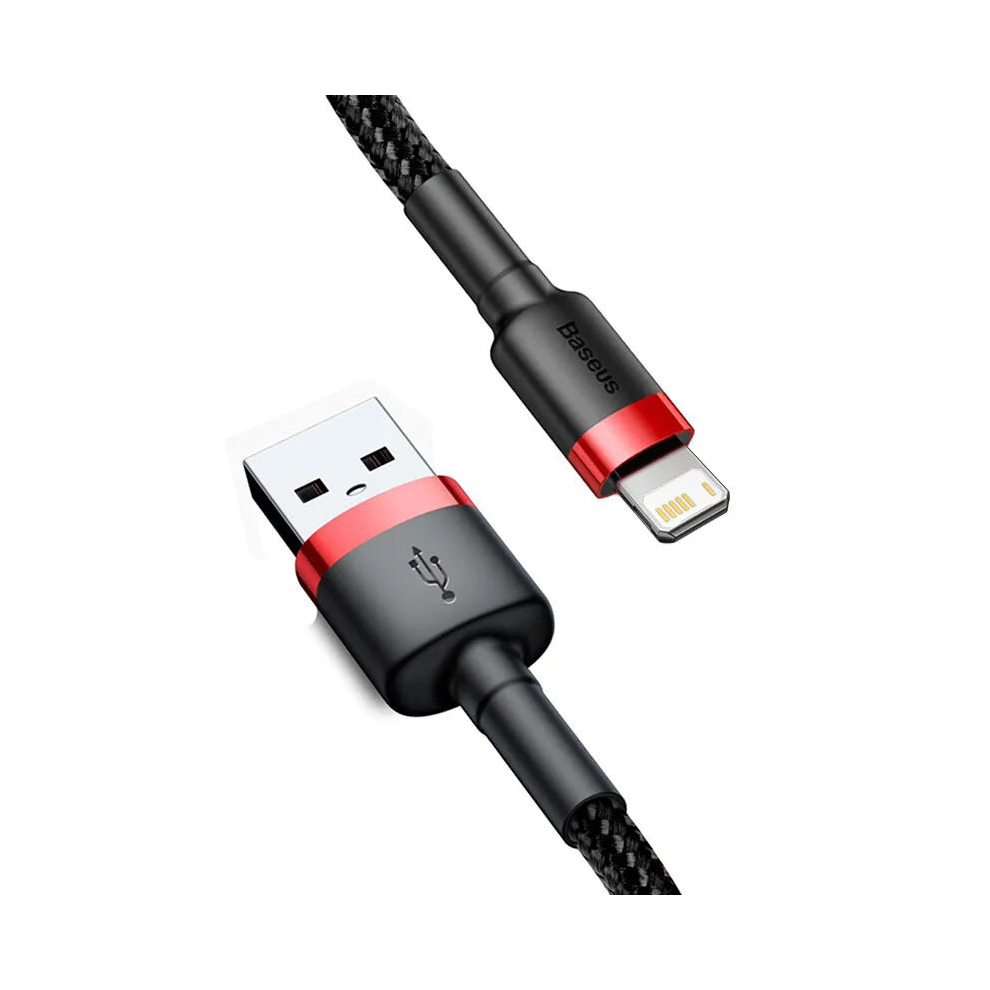 (Black+Red, 1m) Baseus Cafule Lightning Fast Charger Cable 2.4A Charging