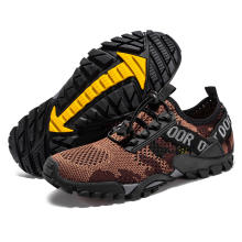 (CamouflageBrown, UK 5=EUR 38) Mens Barefoot Hiking Trainers Boots Lightweight Mesh Walking Water Trail Shoes