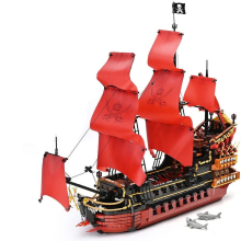 (Queen Anna 3694Pcs) Black Hawk/Queen Anna/Sailboat Pirates Ship Model Building Block Set Colletible Building Kits Toy for Adults