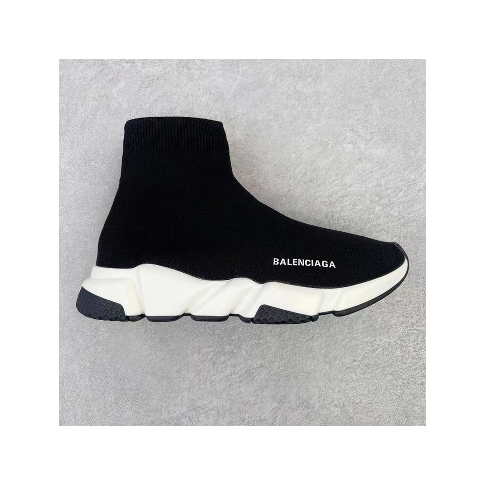 (Black 1, UK8.5=EUR43) Women's and Men's Designer Knit Speed Sock Runner Shoes Couple Shoes