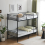 3FT Metal Bunk Bed Single over Single Loft Bed Frame W/ Ladder Safety Guardrail 2