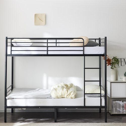 3FT Metal Bunk Bed Single over Single Loft Bed Frame W/ Ladder Safety Guardrail 2