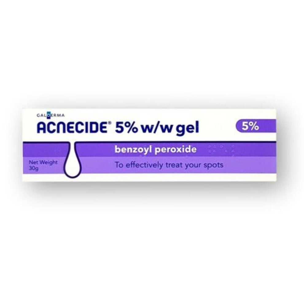 Sunukerr Acnecide 5% Gel Benzoyl Peroxide - 30G- Treatment For Acne & Blemishes