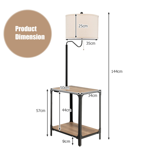 Casart Floor Lamp End Table with Lamp Set Bedside Light W/ USB Charging Ports 2