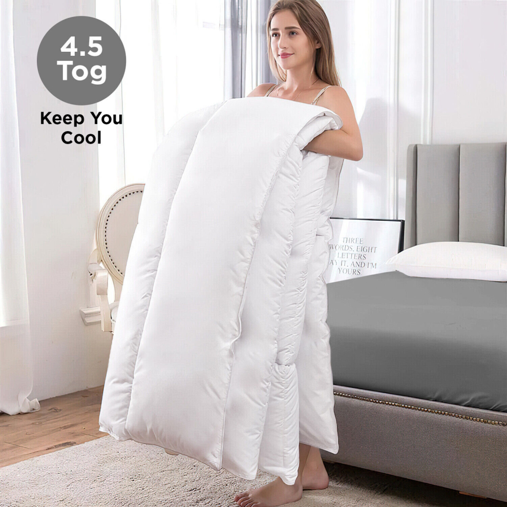 (4.5 Tog, King) Down Duvets & Quilts Winter Warm Soft Breathable Luxury Anti-Allergy Single Double King Sizes Duvet Tog 4.5, 10.5, 13.5, 15 Easy Care