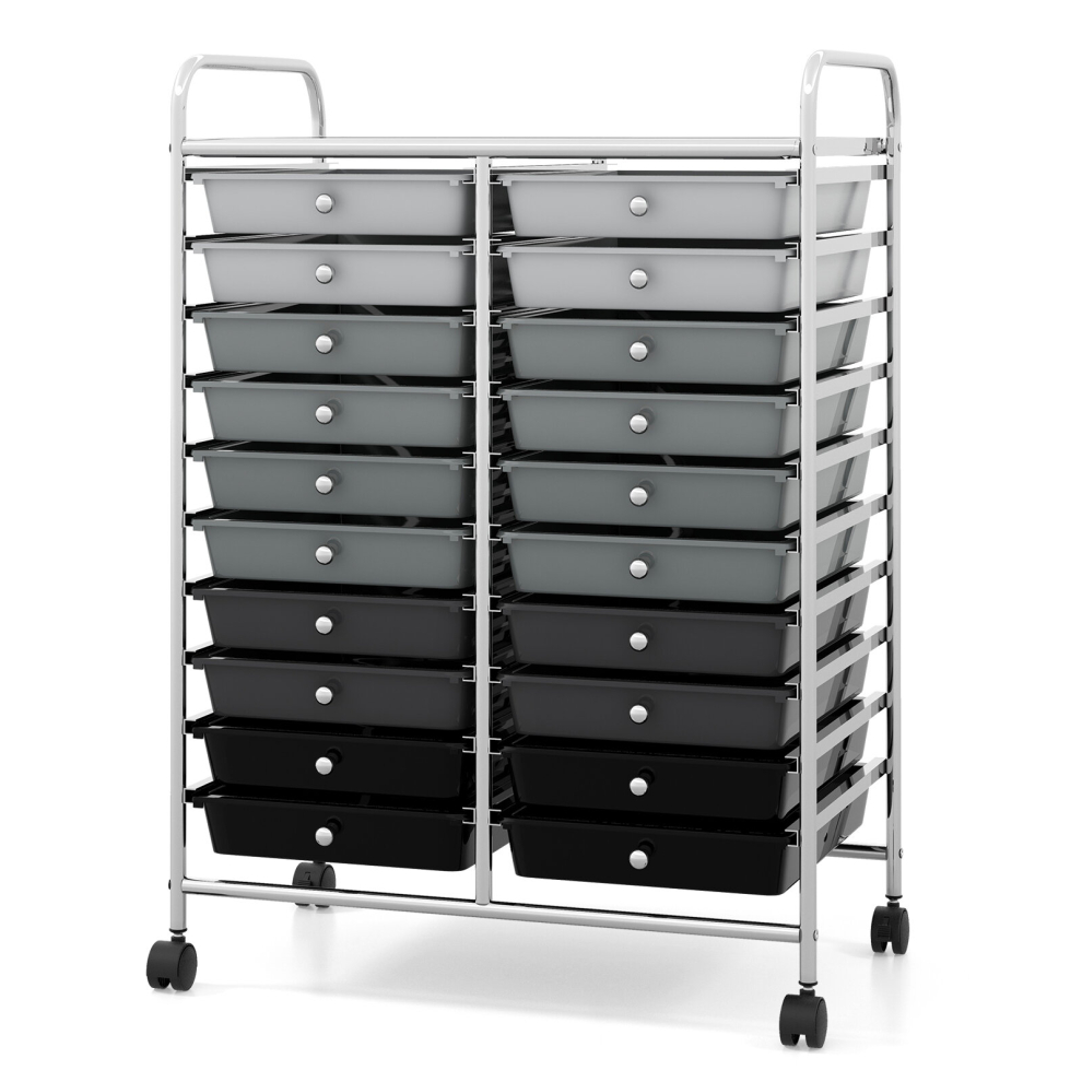 20 Drawers Storage Trolley Rolling Utility Cart Home Office Organizer
