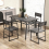 Casart Industrial 5 PCS Dining Table Set 4 Chairs w/ Backrest & Rectangular Kitchen Table 4