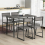 Casart Industrial 5 PCS Dining Table Set 4 Chairs w/ Backrest & Rectangular Kitchen Table 3