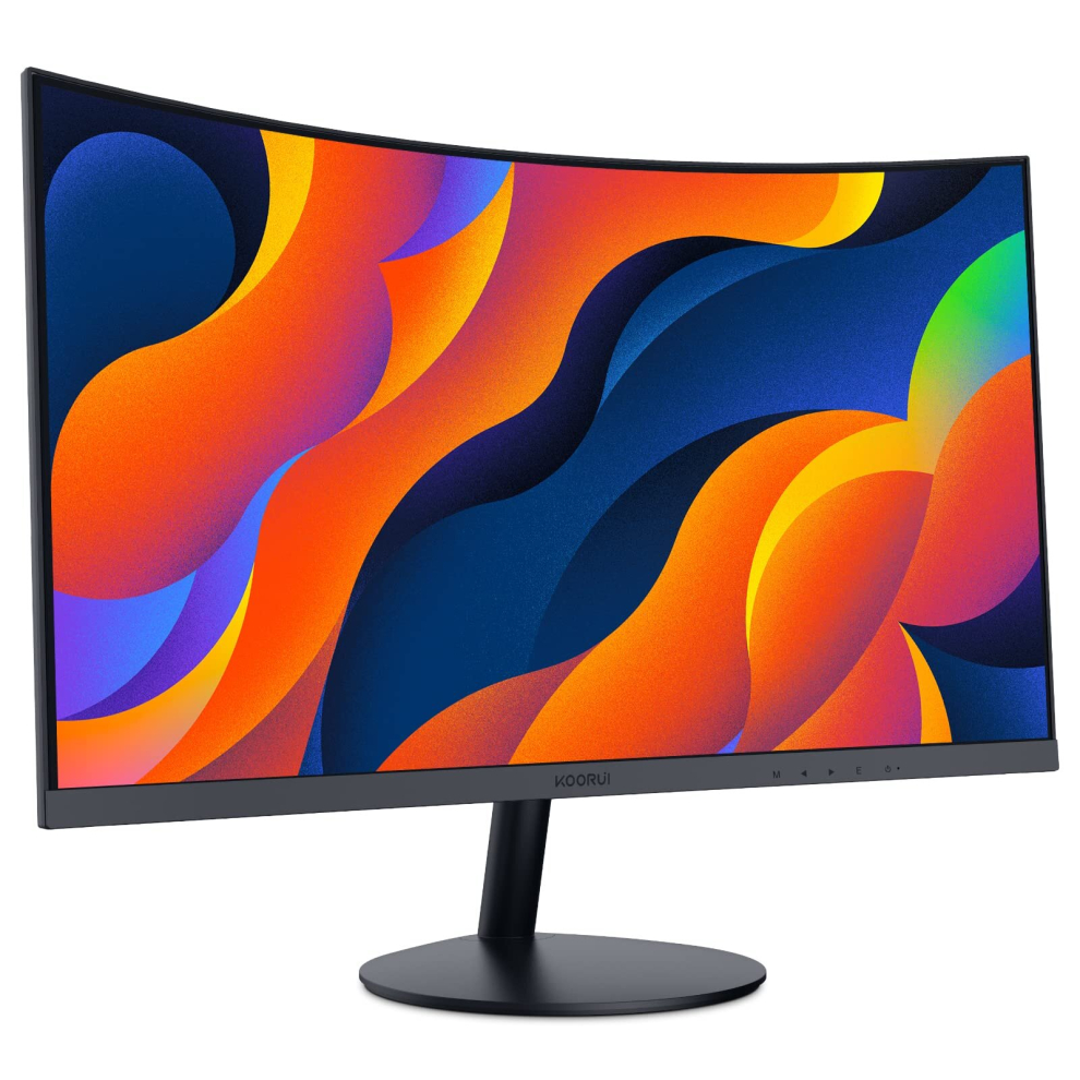 KOORUI 24-Inch Curved Computer Monitor- Full HD 1080P 60Hz Gaming Monitor 1800R LED Monitor HDMI VGA, Tilt Adjustment, Eye Care, Black 24N5C