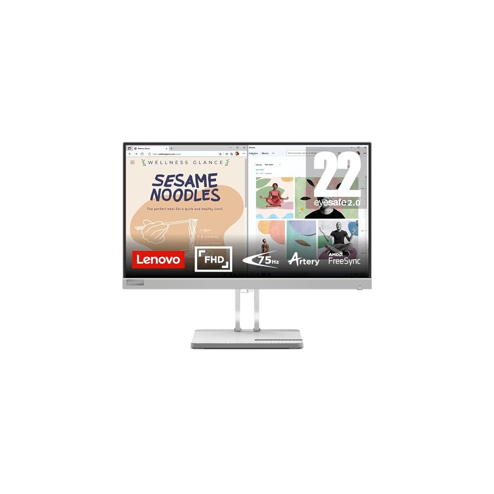 Lenovo L22e-40 22 Inch Pc Monitor Fhd, 1080P, 75Hz, Ips, 4Ms, Hdmi And Vga