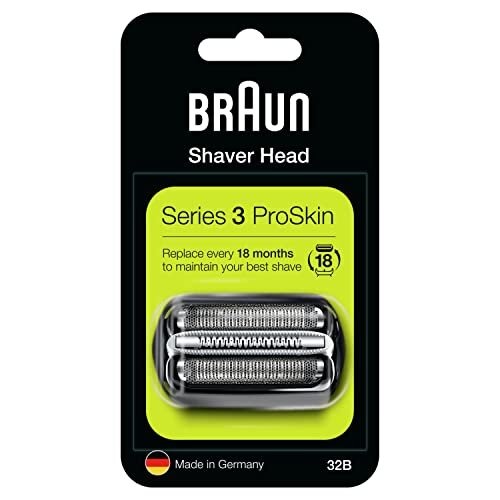 Braun Braun Series 3 Electric Shaver Replacement Head, Easily Attach Your New Shaver Head, Compatible With All Series 3 ProSkin Electric Shavers, 32B, Black