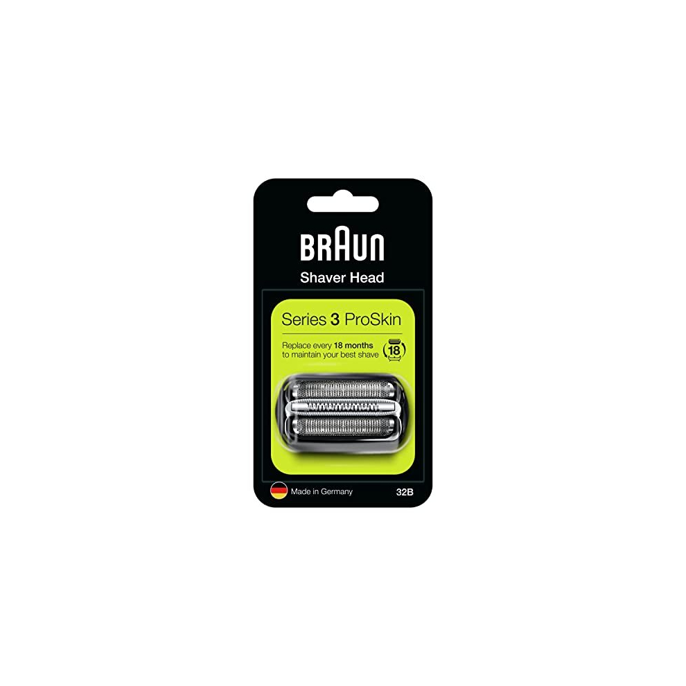 Braun Series 3 Electric Shaver Replacement Head, Easily Attach Your New Shaver Head, Compatible With All Series 3 ProSkin Electric Shavers, 32B, Black