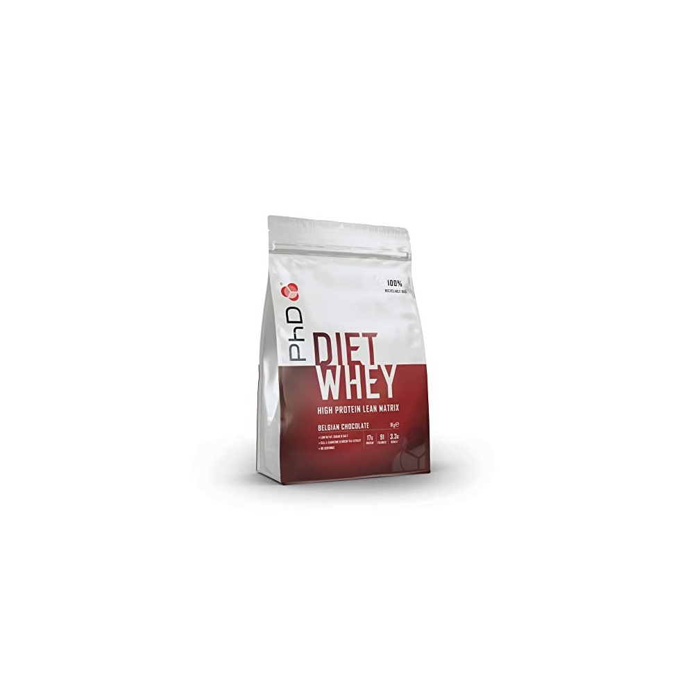 PhD Nutrition Diet Whey High Protein Lean Matrix, Belgian Chocolate Diet Whey Protein Powder, High Protein, 40 Servings Per 1 kg Bag