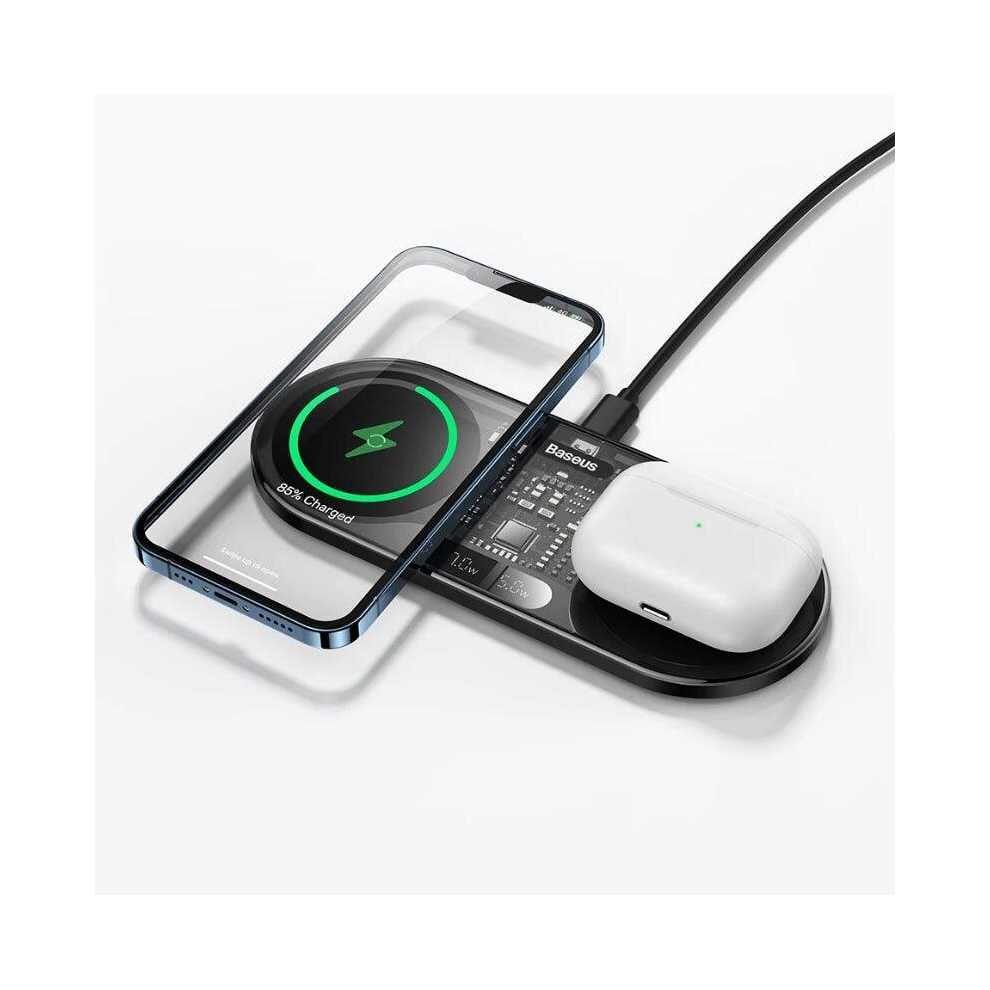 Baseus Dual Qi wireless charger Digital LED Display 20W - Bild 5