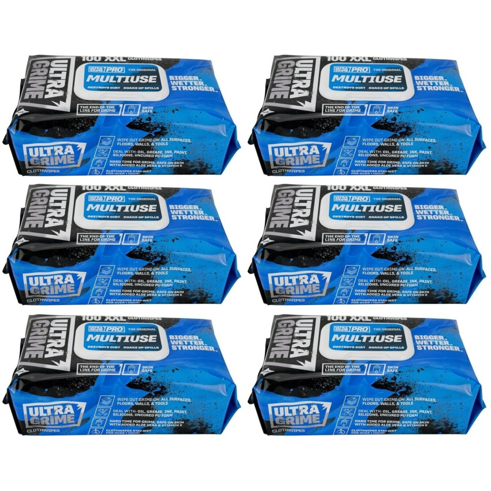 Photos - Other Household Chemicals  Ultragrime Pro Multiuse Industrial Strength Wet Wipes XXL+ in Packs of 100(6 X Packs)
