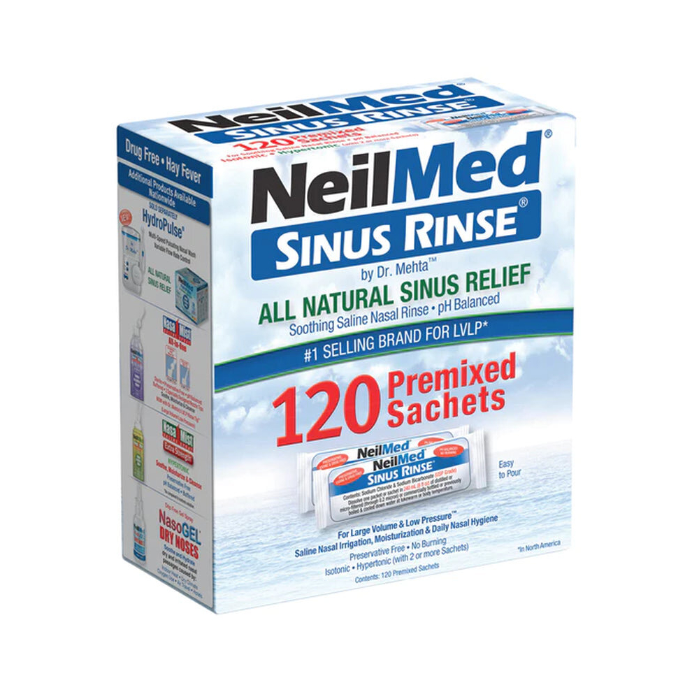 Sunukerr Neilmed Sinus Rinse Saline Nasal Natural Sinus & Allergy Relief - 120 Sachets
