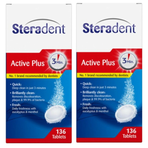 Steradent Active plus Denture Cleaning 136 Tablets Pack 2 1