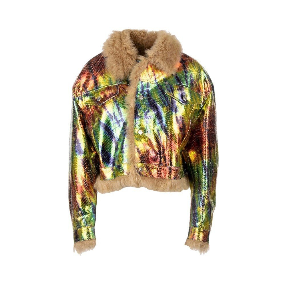 (EU 38) DSQUARED2 Womens Leather Parka Jacket With Fur Runway Button Slim Outwear Coat