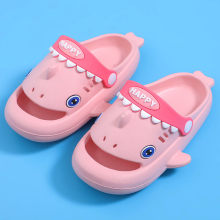 (Pink, 26-27) Shark Slippers For Children Cold Slippers Indoor Non-Slip Soft Bottom Comfort Cute Baby Hole Shoes Boys Girls Home Slides