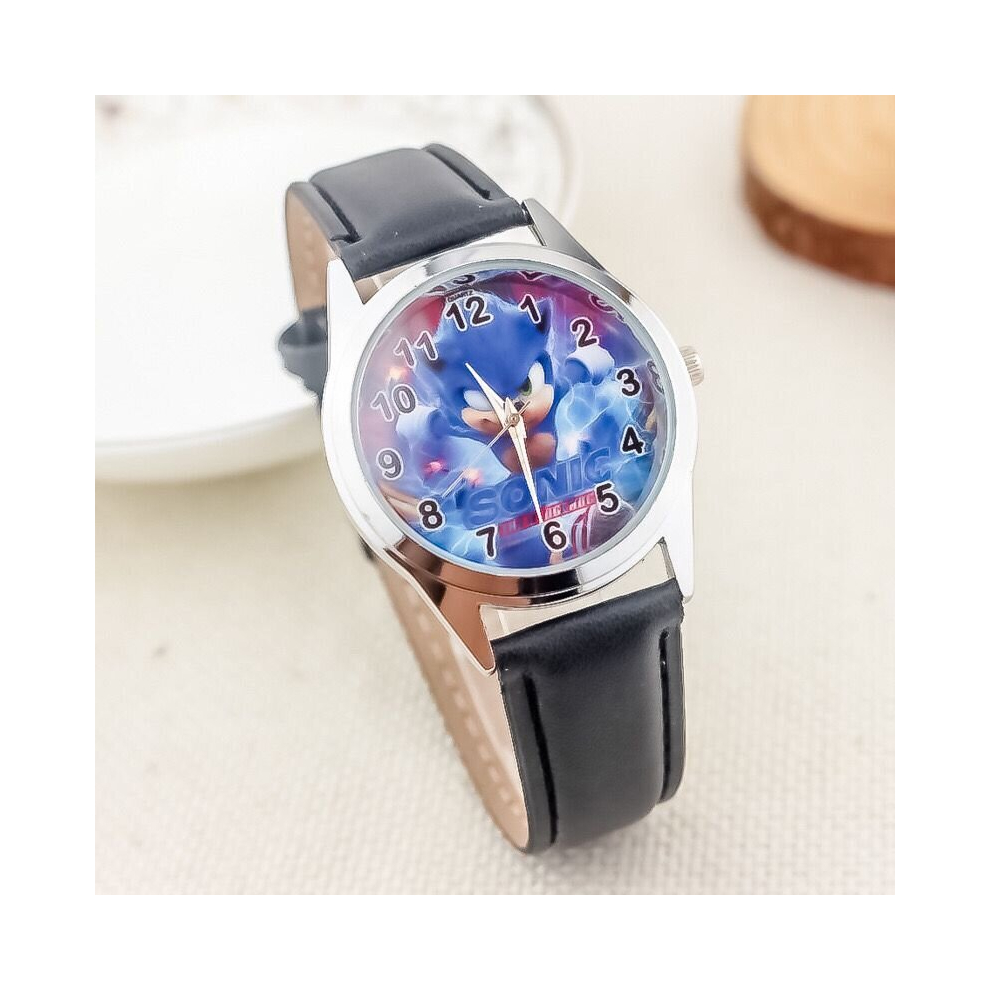 (Black) Blue Round Watch for Sonic The Hedgehog Fans