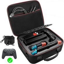 Protective Hard Travel Case for Nintendo Switch & Switch OLED - Large Storage with Soft Foam, Reinforced Carry Handle