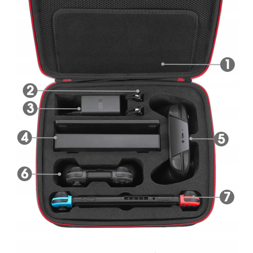 Protective Hard Travel Case for Nintendo Switch & Switch OLED - Large Storage with Soft Foam, Reinforced Carry Handle 1