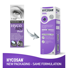 Hycosan Dual 7.5ml Eye Drops - Moisturises Dry Eyes, Reduces Itching & Burning; One-Pump Bottle, Sterile 6 Months After Opening, Contact Lens Safe