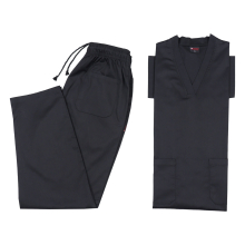 (Black, XXL) Medical TOP & TROUSER SCRUB SET 100% Cotton scrubs