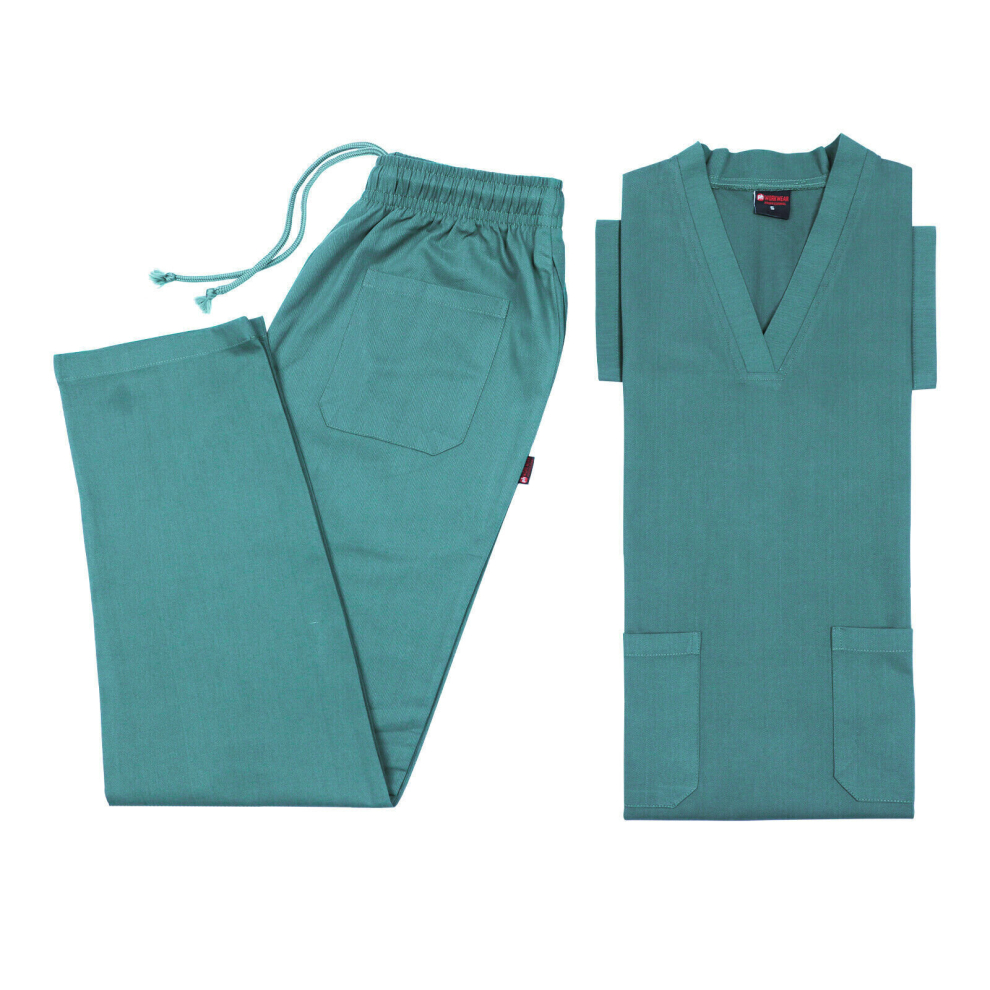 Ph (Teal, 5XL) Medical Top & Trouser Scrub Set 100% Cotton Scrubs