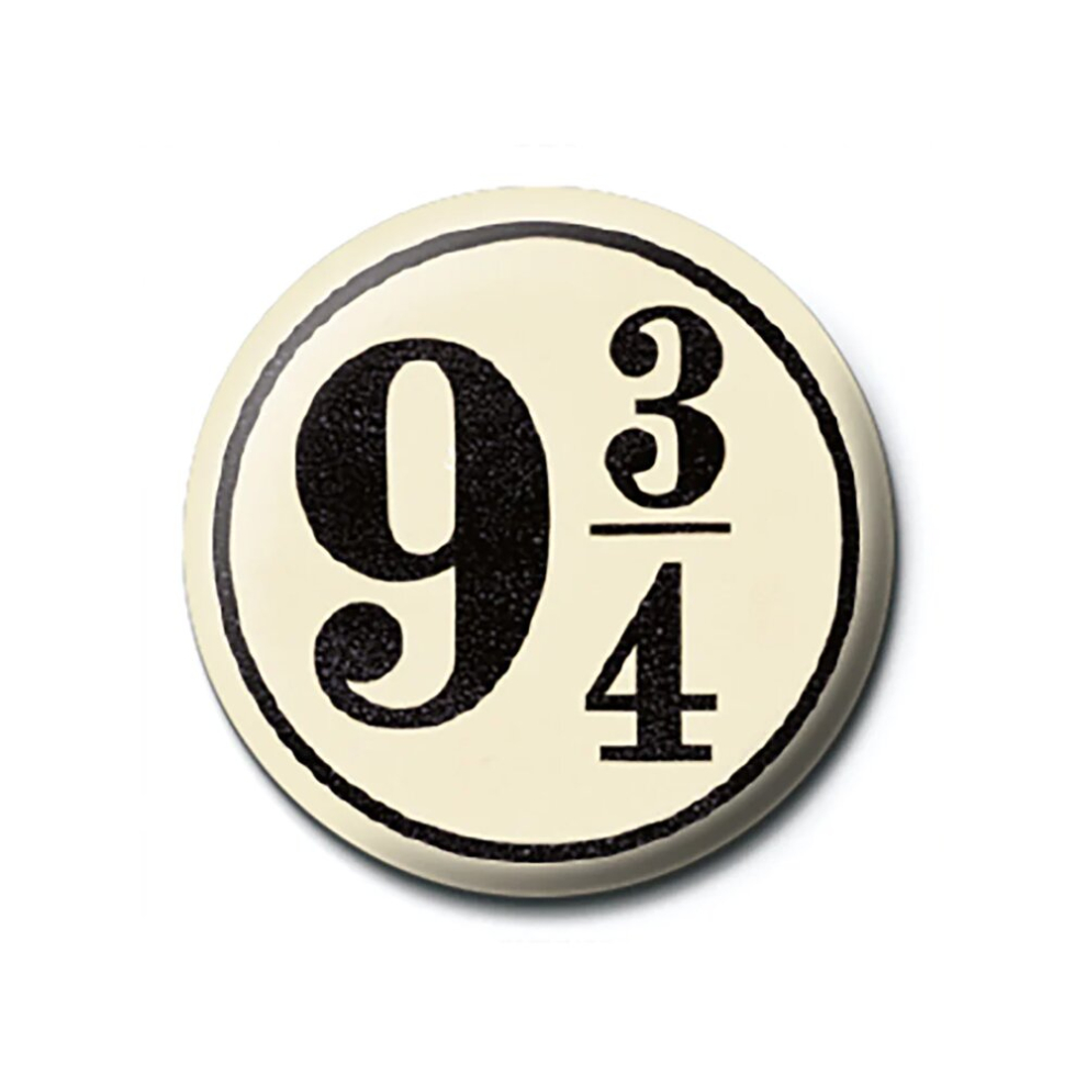 Harry Potter Nine And Three Quarters 25Mm Badge White/Black