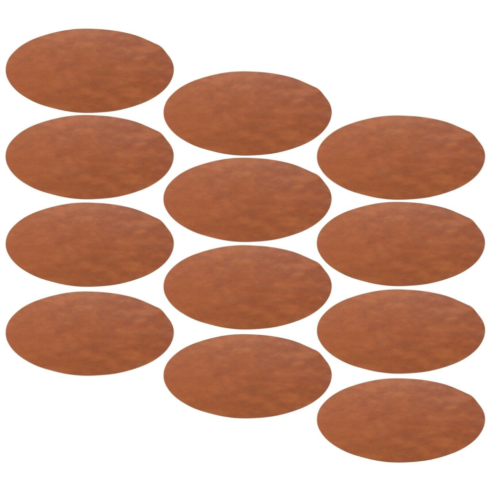 (12) 15" Brown Round Faux Leather Dining Table Placemats Party Decor Settings