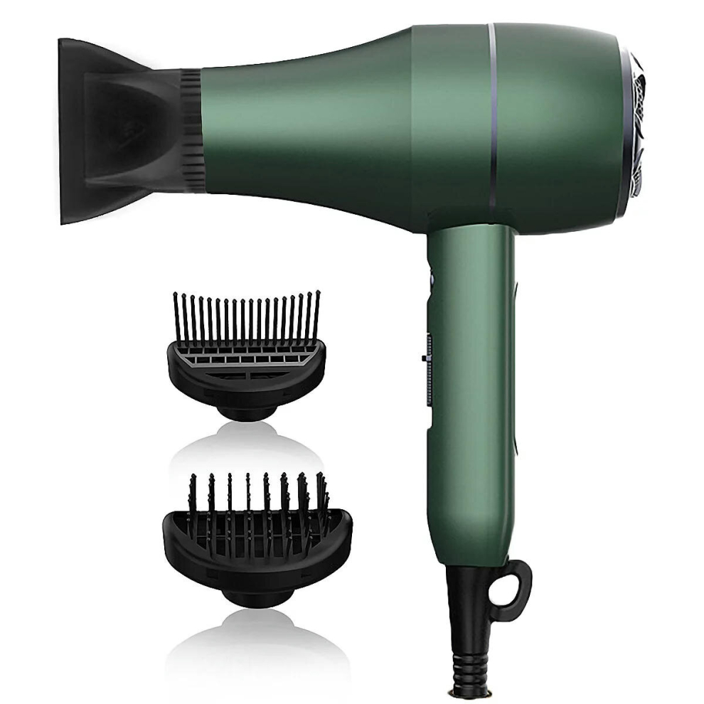 Bysion Green Lonic Hair Dryer,Professional Blow Dryer Comb With Diffuser, Negative Ion Technolog,3 Speed Hot/Cold Wind