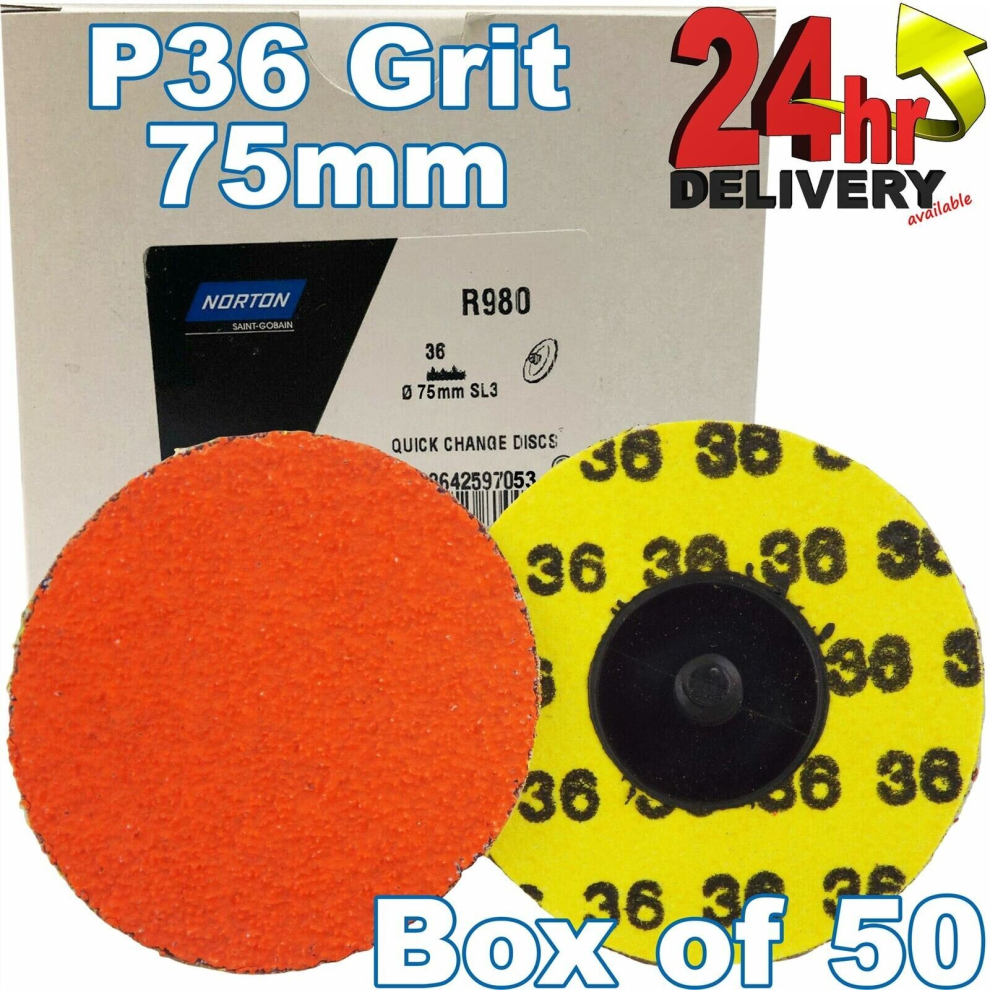 Norton 50 x 75mm P36 Grit Blaze X-Treme Disc Type 3 TR SpeedLok Box