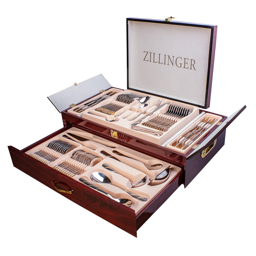 ZILLINGER HEAVY 72 PIECE GOLD TABLE CUTLERY SET STAINLESS STEEL