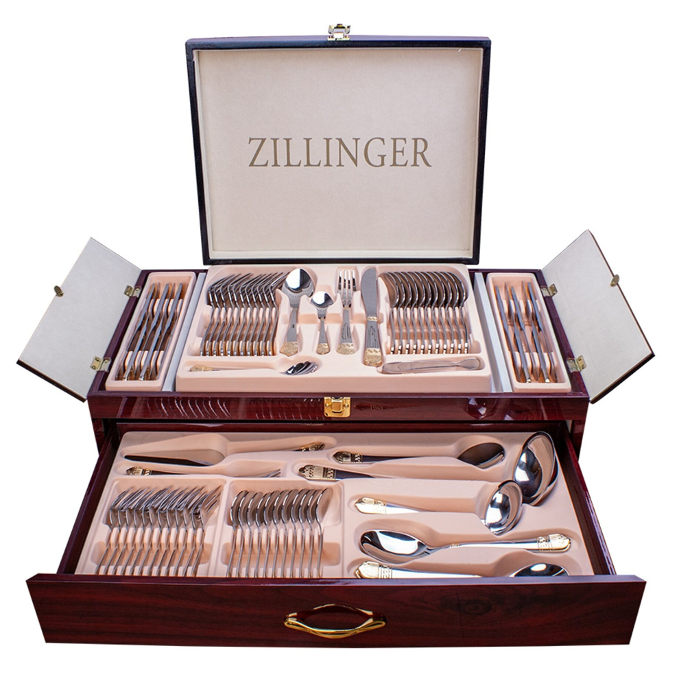 NEW ZILLINGER HEAVY 72 PIECE GOLD TABLE CUTLERY SET STAINLESS STEEL