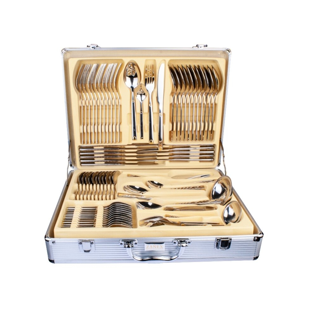 72 Piece Stainless Steel Gold Cutlery Canteen Set Supreme Quality