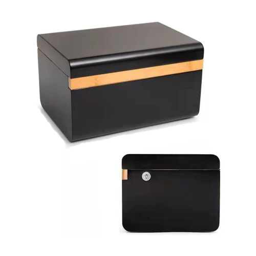 Premium Bamboo Storage Box with Removable Tray and Divider, Locking Wooden Organizer 2