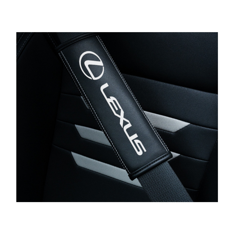 Newjass (Lexus) 2Pcs Car Seat Belt Real-Leather Shoulder Pads Cushion For Car Logo Black