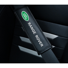 (Land Rover) 2pcs Black Car Seat Belt Real-Leather Shoulder Pads Cushion For Car Logo