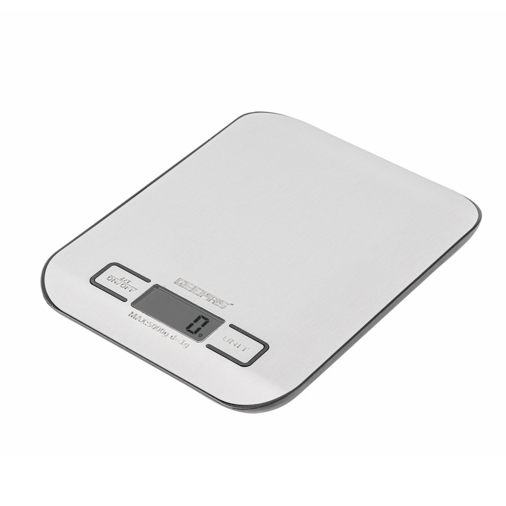 Geepas High Precision Digital Kitchen Weighing Scale 11lb/5kg, Silver