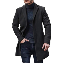 (black, 3XL) Tweed jacket trench coat men's coat, coat, warm and cozy