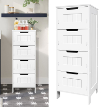 Bathroom Cabinet PVC 4 Drawers Cabinet Organiser Unit for Kitchen Living Room Washroom Bedroom