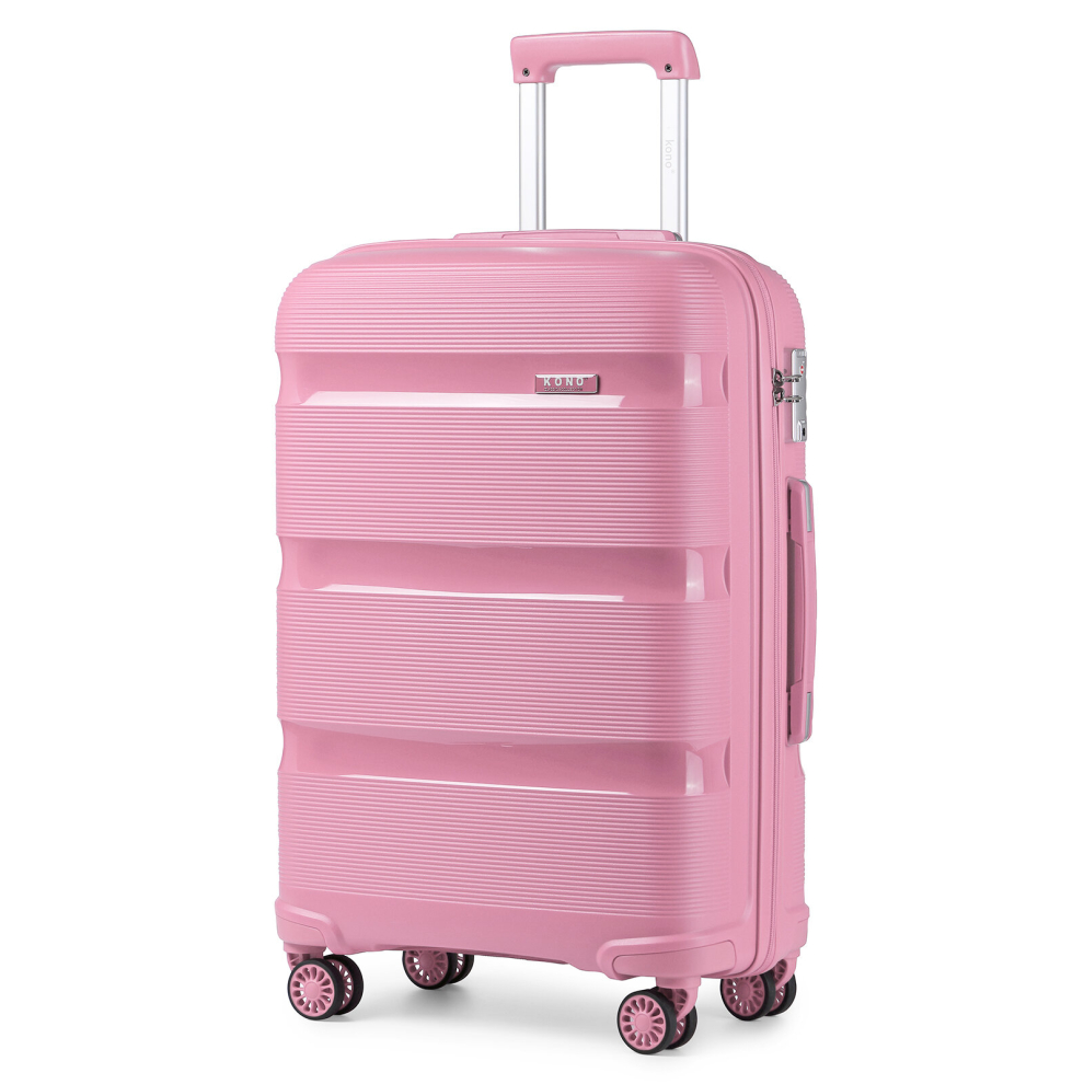 (24inch(without vanity case)) Kono Pink Hard Shell PP Suitcase With TSA Lock