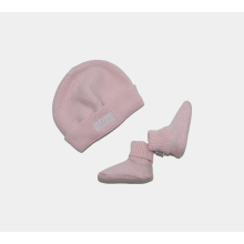 (1 Month, Pink ) Hugo Boss Baby Knit Boots Caps Set 1-6 Months