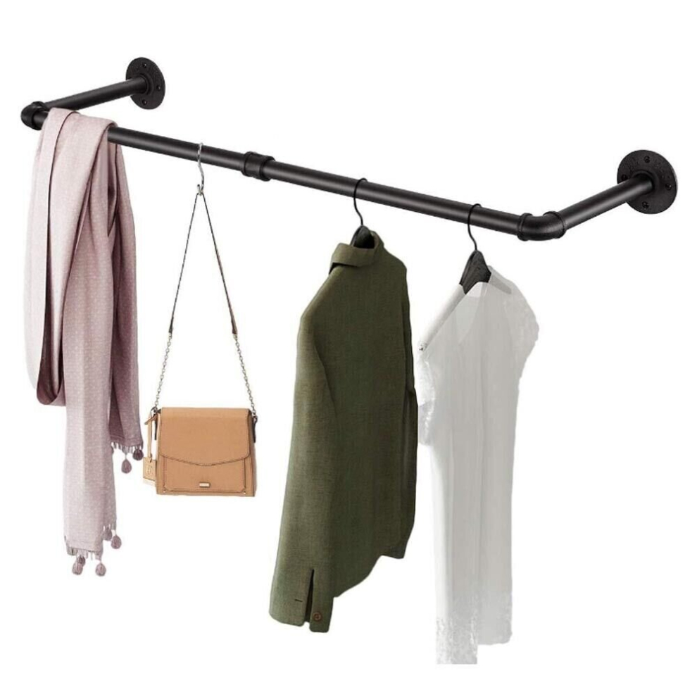 81cm Industrial Pipe Clothes Rack Wall Mounted Garment Hanging Rail