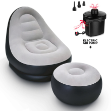 (Couch + Pump) Deluxe Inflatable Lounger Ottoman Couch Gaming Chair Foot Stool Seat Air